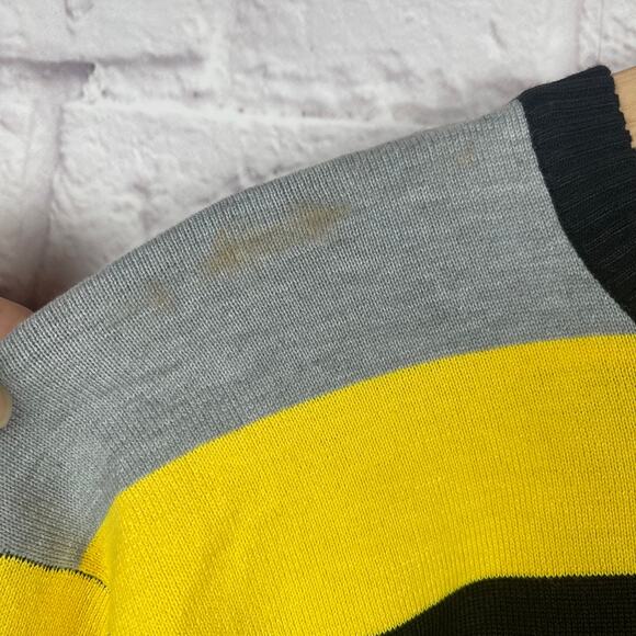 J5021 iClosam yellow, gray, and black striped crew neck sweater size 2XL - Picture 3 of 6